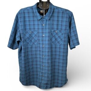 Orvis Mens XL Blue Plaid Short Sleeve Button Down Shirt Classic Collection